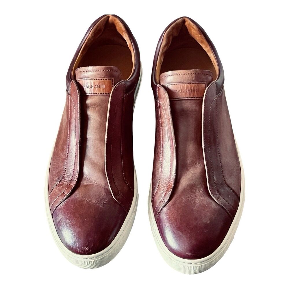 Magnanni Men’s Fiore Low Top Slip On Sneakers Size 12 Brown Leather